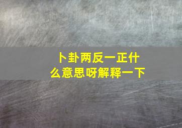 卜卦两反一正什么意思呀解释一下