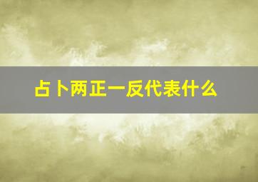 占卜两正一反代表什么