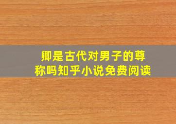 卿是古代对男子的尊称吗知乎小说免费阅读