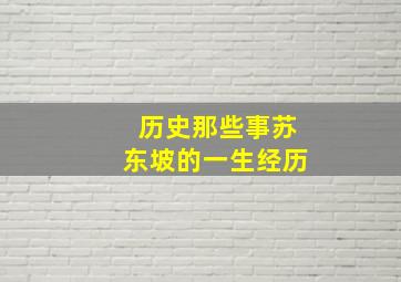 历史那些事苏东坡的一生经历