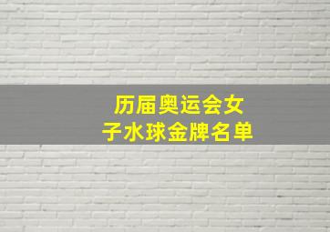 历届奥运会女子水球金牌名单