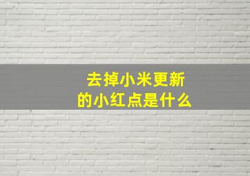 去掉小米更新的小红点是什么