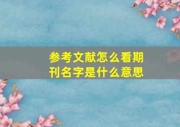 参考文献怎么看期刊名字是什么意思