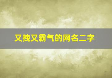 又拽又霸气的网名二字