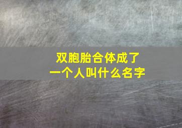 双胞胎合体成了一个人叫什么名字