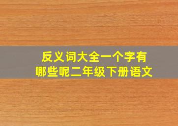 反义词大全一个字有哪些呢二年级下册语文