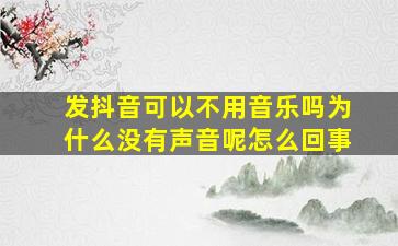 发抖音可以不用音乐吗为什么没有声音呢怎么回事