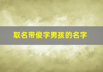 取名带俊字男孩的名字