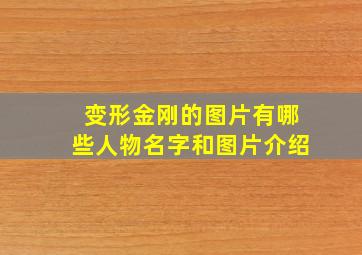 变形金刚的图片有哪些人物名字和图片介绍