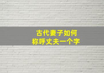 古代妻子如何称呼丈夫一个字