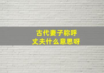 古代妻子称呼丈夫什么意思呀