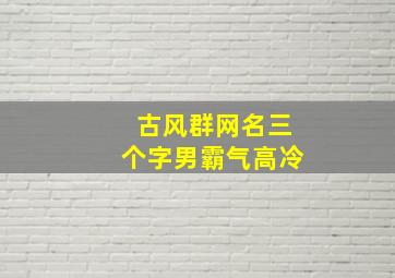 古风群网名三个字男霸气高冷