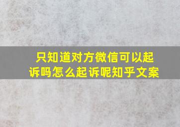 只知道对方微信可以起诉吗怎么起诉呢知乎文案