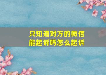 只知道对方的微信能起诉吗怎么起诉