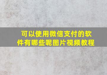 可以使用微信支付的软件有哪些呢图片视频教程