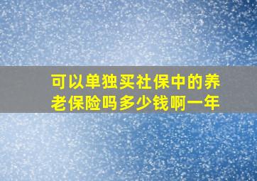 可以单独买社保中的养老保险吗多少钱啊一年