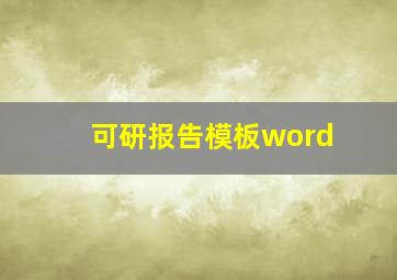 可研报告模板word