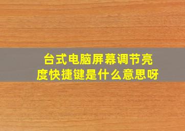 台式电脑屏幕调节亮度快捷键是什么意思呀