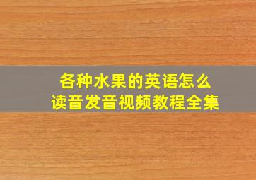 各种水果的英语怎么读音发音视频教程全集