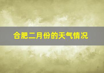 合肥二月份的天气情况