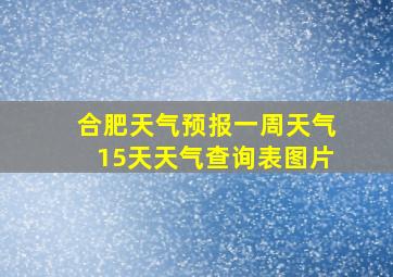 合肥天气预报一周天气15天天气查询表图片