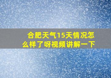 合肥天气15天情况怎么样了呀视频讲解一下