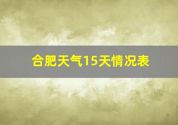 合肥天气15天情况表