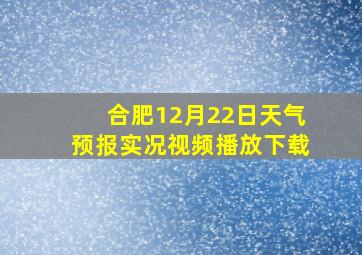 合肥12月22日天气预报实况视频播放下载