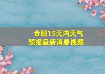 合肥15天内天气预报最新消息视频