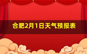 合肥2月1日天气预报表