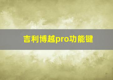 吉利博越pro功能键