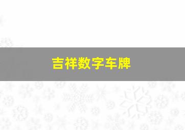 吉祥数字车牌