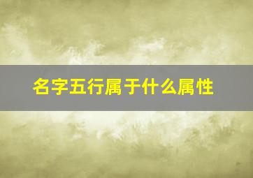 名字五行属于什么属性