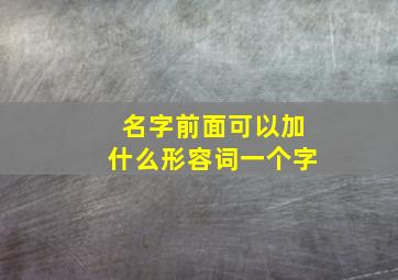 名字前面可以加什么形容词一个字