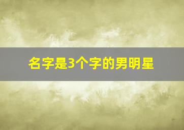 名字是3个字的男明星