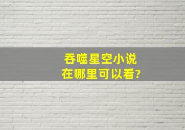 吞噬星空小说在哪里可以看?