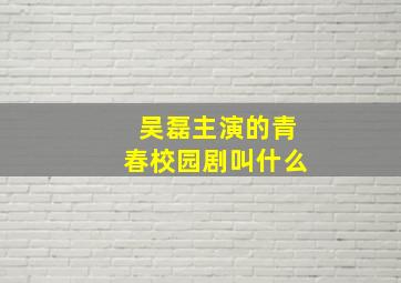 吴磊主演的青春校园剧叫什么