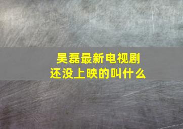 吴磊最新电视剧还没上映的叫什么