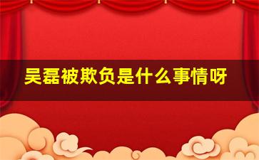 吴磊被欺负是什么事情呀