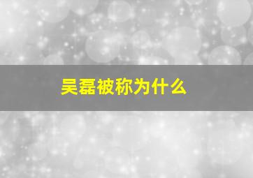 吴磊被称为什么