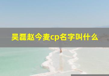 吴磊赵今麦cp名字叫什么