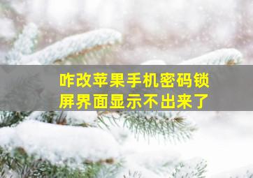 咋改苹果手机密码锁屏界面显示不出来了