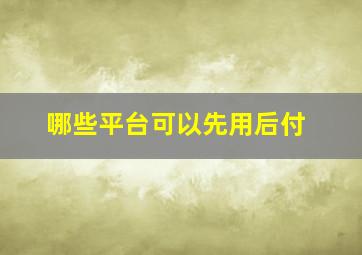 哪些平台可以先用后付