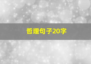 哲理句子20字