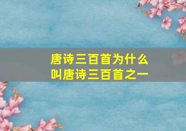 唐诗三百首为什么叫唐诗三百首之一