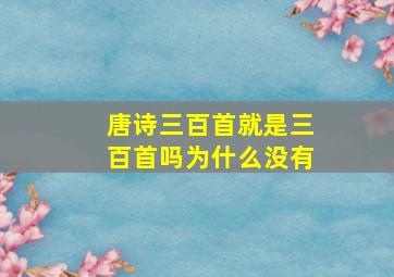 唐诗三百首就是三百首吗为什么没有