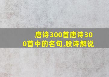 唐诗300首唐诗300首中的名句,股诗解说