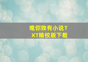 唯你独有小说TXT精校版下载