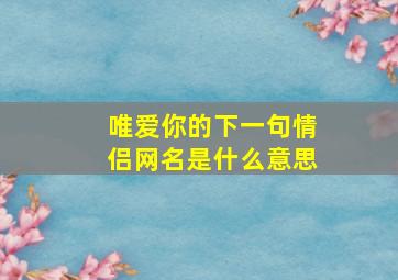 唯爱你的下一句情侣网名是什么意思