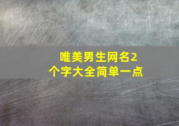 唯美男生网名2个字大全简单一点